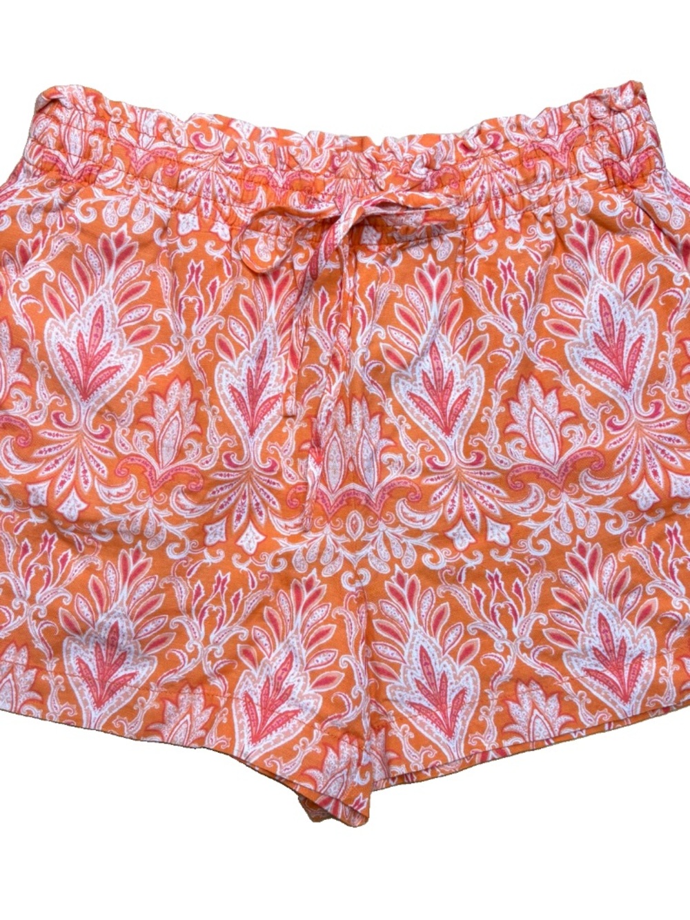 NWT Loft Orange Printed Linen Blend Shorts